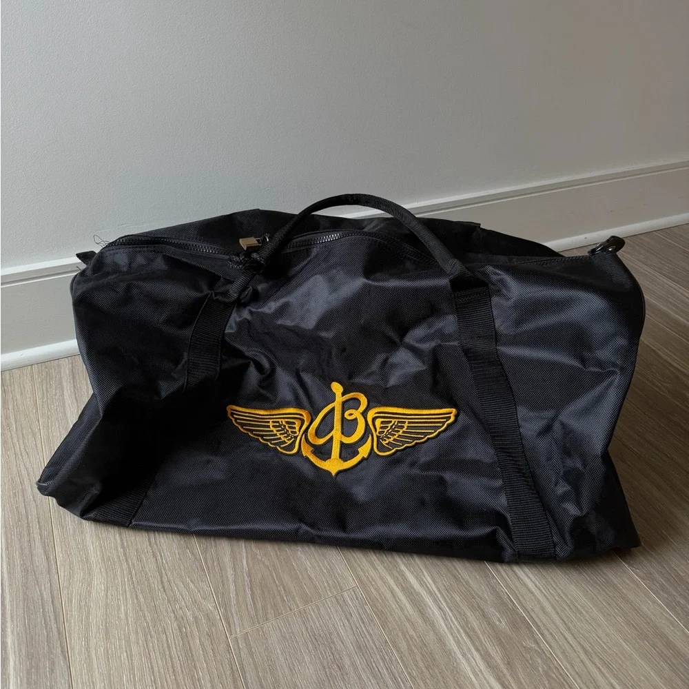 Breitling Swiss Large Logo Nylon Boston Travel Bag Made in Italy Black